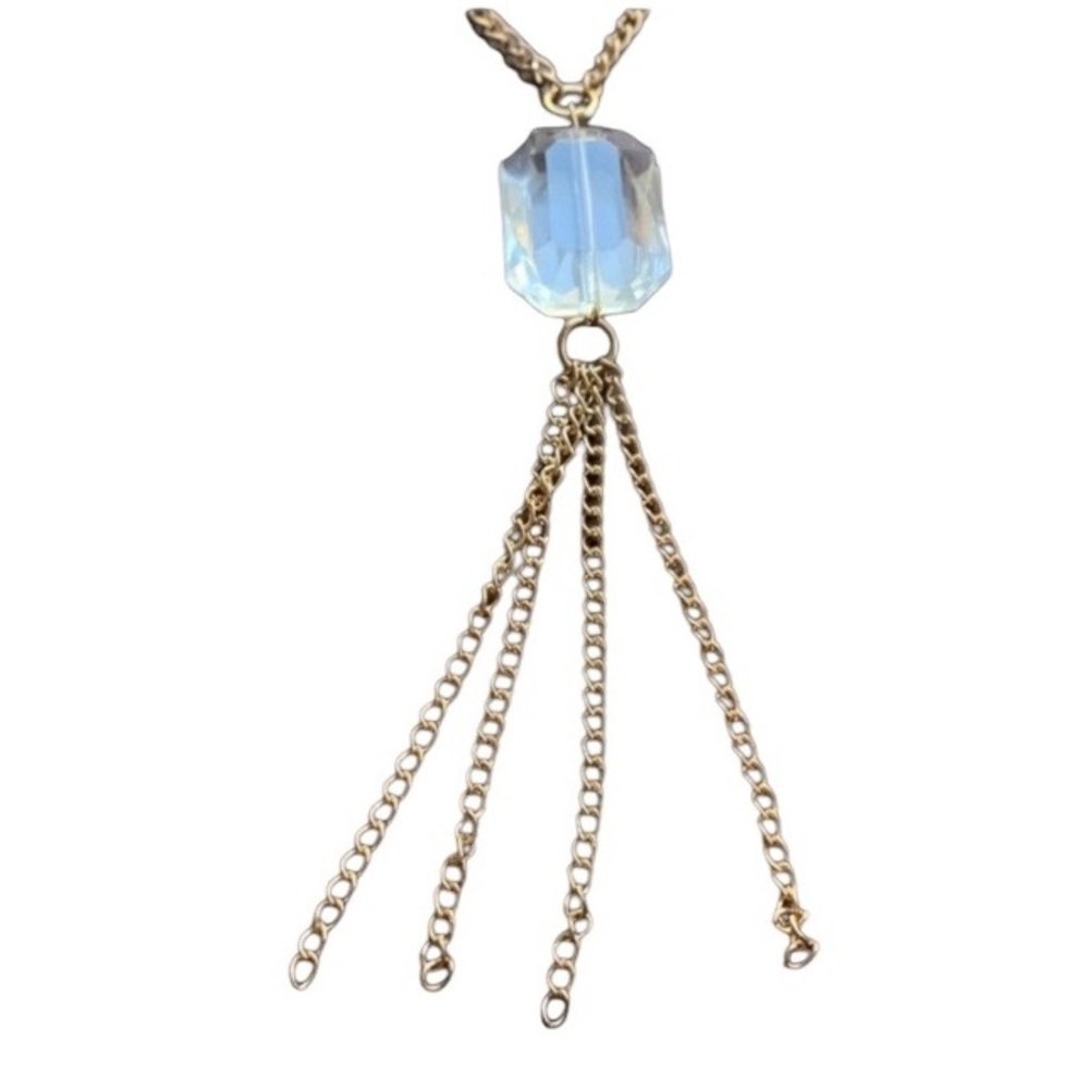 Clear Imitation Quartz Stone Tassel Fashion Costume Necklace Jewelry - Picture 2 of 5